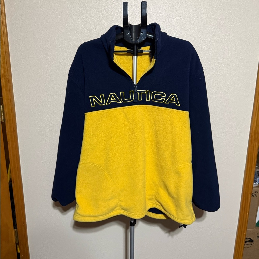 Nautica Men's Zip-Up Sweater inβ Navy and Yellow